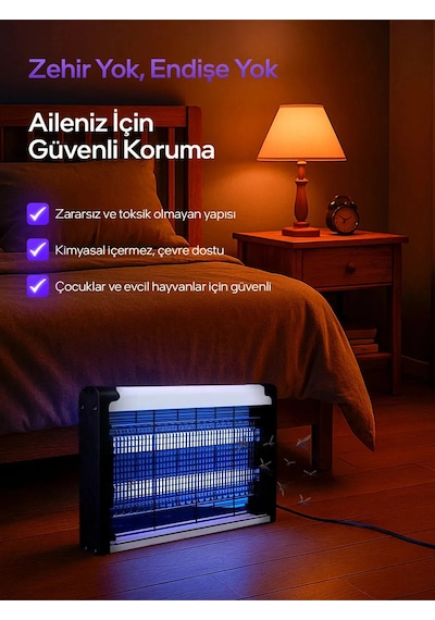 Çift Ampullü Elektrikli Sineklik Sivrisinek Kovucu Yakalama Cihazı 30 M² Etkili Sinek Kovucu