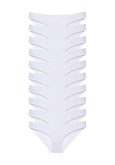 10 Adet Süper Eko Set Likralı Kadın Slip Külot Beyaz Standart