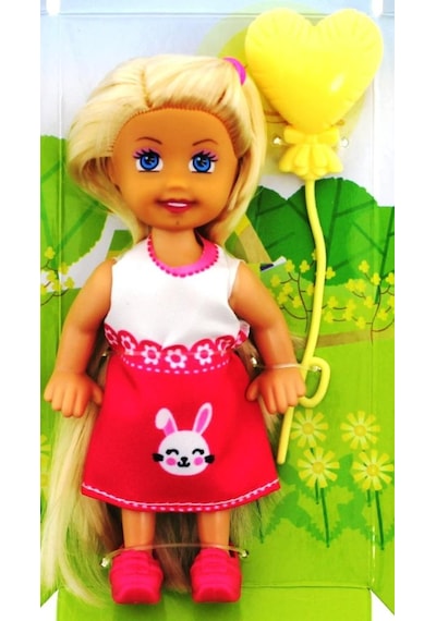 Cute Girl Sarı Balonlu Sarışın Mini Bebek Nhr