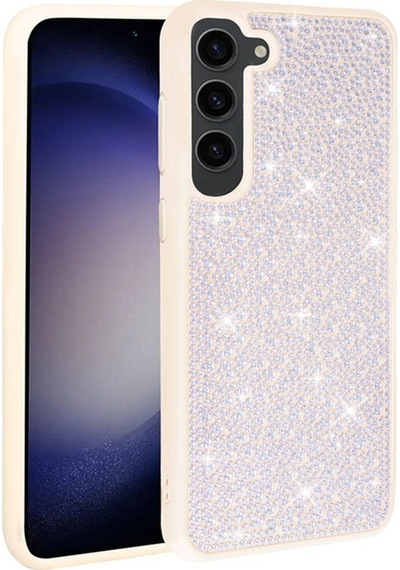 Galaxy S23 Plus Kılıf Parlak Taşlı Tasarım Zore Ston Kapak Beyaz
