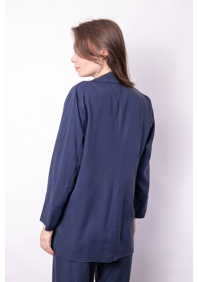 Kadın Baharlık Kumaş Rahat Kesim Yakalı Cepli Kolu Katlamalı Boyfriend Blazer Ceket-lacivert Lacivert Kadın Baharlık Kumaş Rahat Kesim Yakalı Cepli Kolu Katlamalı Boyfriend Blazer Ceket-lacivert Lacivert
