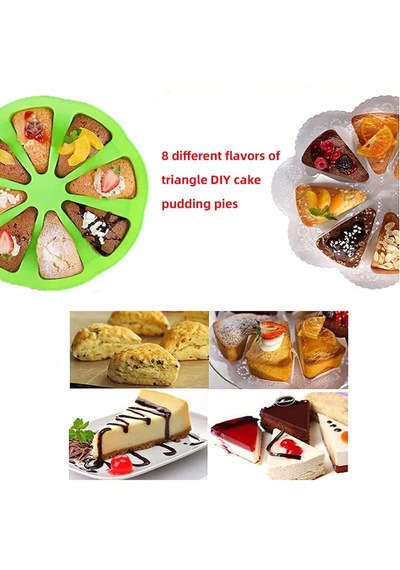 8 Dilim Yuvarlak Silikon Sabun Mum Sabun Çörek Çikolata Jöle Pasta Kek Kalıbı 1 Adet Kırmızı