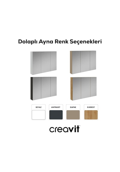 Creavit D20 100 Cm Beyaz Aynalı Dolap Melamin Gövde Beyaz
