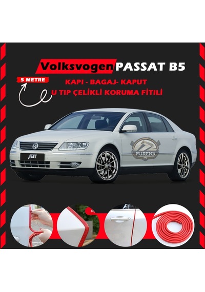 Volksvogen Passat B5 Oto Araç Kapı Koruma Fitili 5metre Parlak Kırmızı Renk