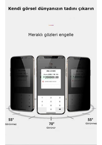 Apple Uyumlu iPhone 12 Pro Zore Kor Privacy Cam Ekran Koruyucu