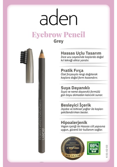 Aden Eyebrow Pencil - Kaş Kalemi 03 Grey Gri 0