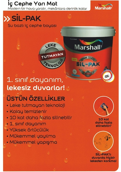 Marshall Sil-Pak 15Lt=20Kg-10 Kat Daha Fazla Silinebilir-Leke Tut (278730347)