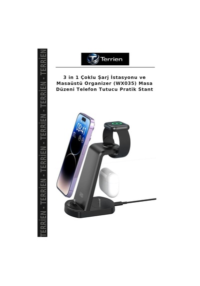 3 İn 1 Çoklu Şarj İstasyonu Ve Masaüstü Organizer Wx035 Masa Düzeni Telefon Tutucu Pratik Stant