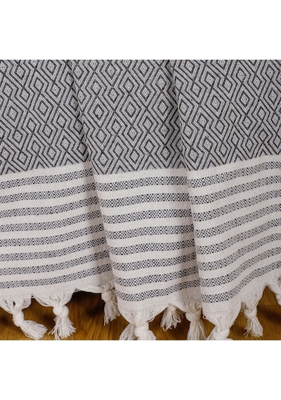 Buldan İşi Kolları Örten Pamuklu Tekli Koltuk Berjer Örtüsü 180x150 Cm Pamuk Dokuma Antrasit Antrasit