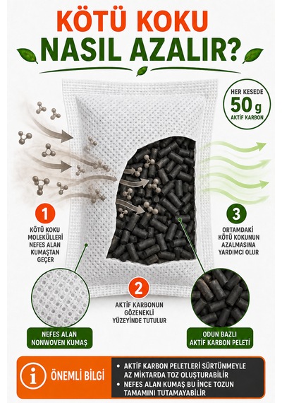 4 Lü Aktif Karbon Koku Giderici Kese Ayakkabı Dolap Çekmece Gibi Alanlar İçin 50g Kese X 4 Adet