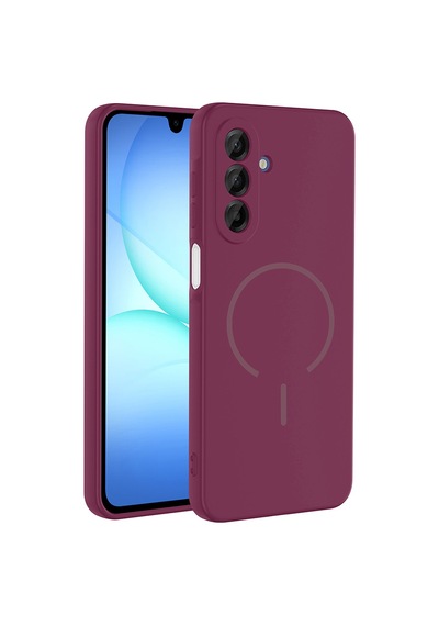 Zore Samsung Galaxy Uyumlu A17 Kılıf M-safe Şarj Özellikli Omsy Meta Kapak - Mürdüm