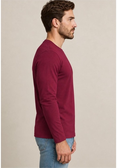 Axxel Erkek Pamuklu Likralı Süprem Uzun Kollu T-shirt-d240 Kırmızı