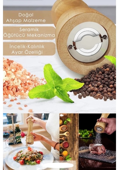 Ahşap Baharat Tuz Öğütücü Değirmen Tuzluk Baharatlık 1 1"adet