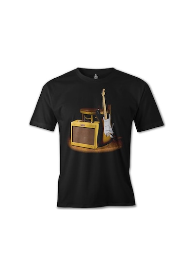 Fender And The Rock 'N Roll Siyah Erkek Tshirt