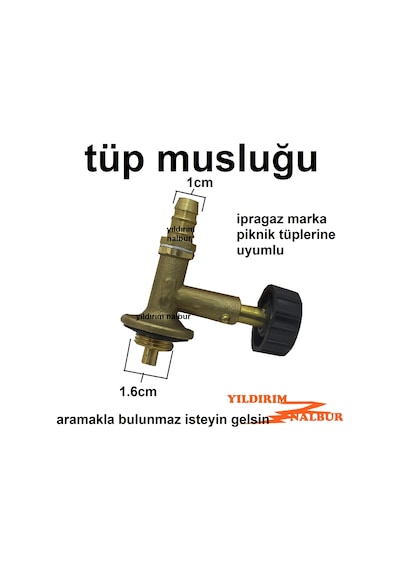 TÜP MUSLUĞU İPRAGAZ TÜPLER HORTUM GİRİŞLİ PÜRMÜZ ŞALAMA MUSLUK İÇ Çok Renkli