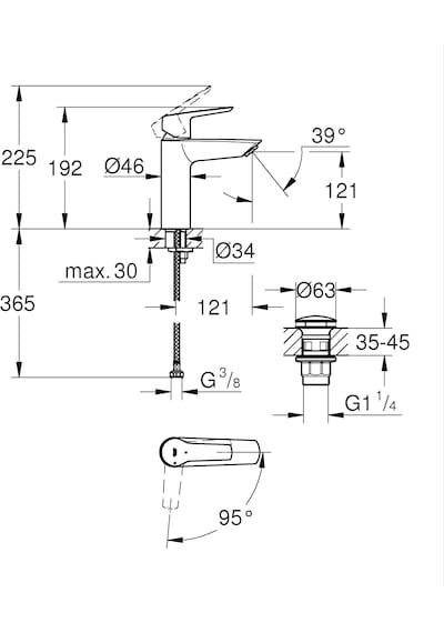Grohe 23746002 Start Lavabo Bataryası M-Boyut Su Tasarruflu Krom