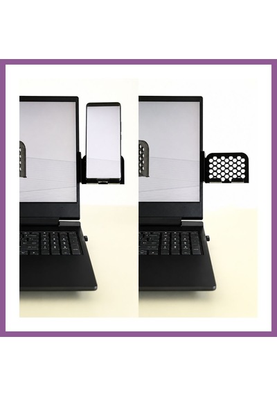 Bezos 3d Baskı Monitor Telefon Tutucu - Petek Desenli Laptop Kenar Telefon Tutucu-siyah Rengaren Standart
