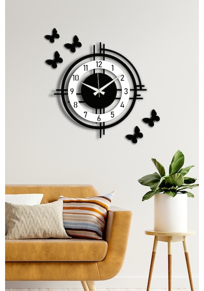 Pey Aksesuar Işıklı Ahşap Duvar Saati 48 Cm Dekoratif Modern Tasarım 0240-beyaz-şekilli-48cm