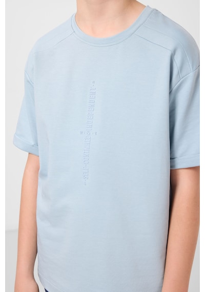 Tommylife Açık Mavi Pamuklu Yumuşak Dokulu Oversize Baskılı Erkek Çocuk T-shirt - 11301 Açık Mavi