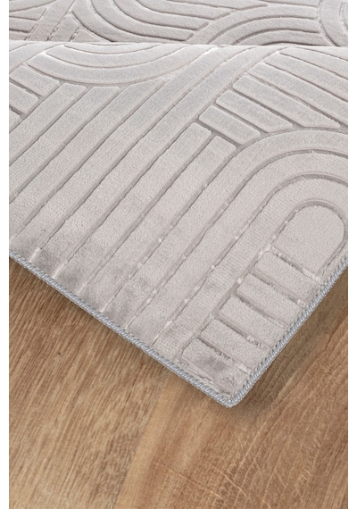 Tropikal Home Bambu Dokulu Modern Desenli Kaymaz Taban Lüx Dört Mevsim Yıkanabilir Halı Yolluk Gri