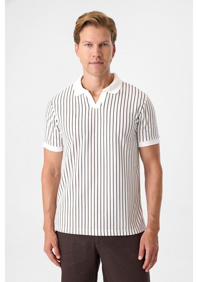 Back And Bond Regular Fit Ekru Düğmesiz Polo Yaka Tişört Çok Renkli