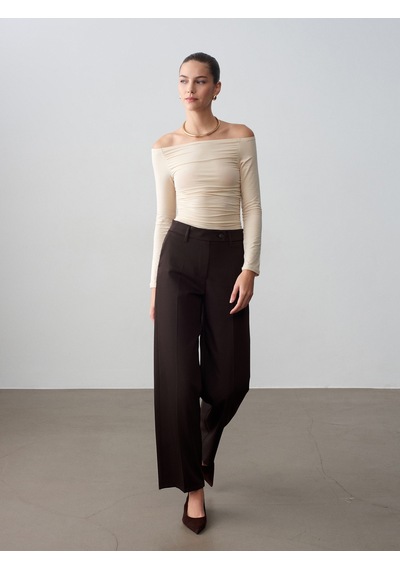 Dilvin 72658 Orta Bel Kumaş Pantolon-kahve