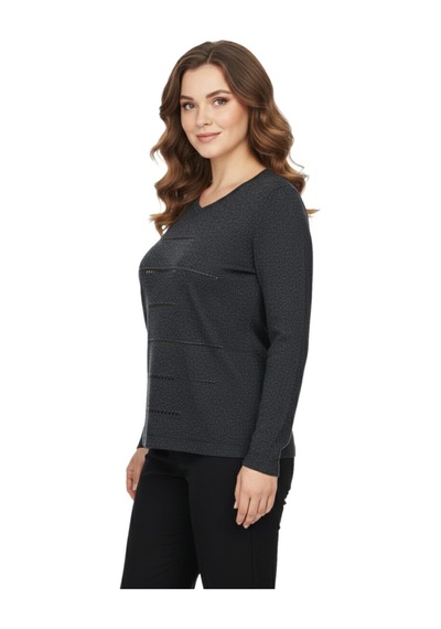 Wearon Kadın Yumoş Taşlı V Yaka Bluz Bgl-st05144 Antrasit