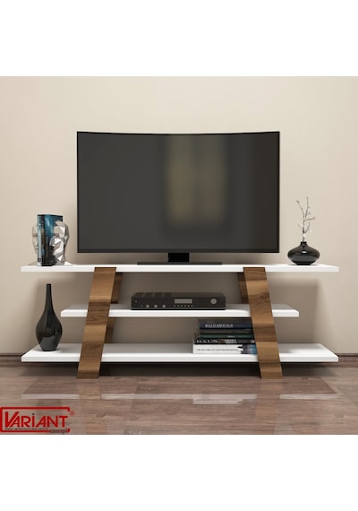 Variant Flower Tv Sehpası Tv Ünitesi Ceviz Beyaz