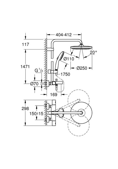 Grohe Tempesta System 250 Duvara Monte Termostatik Bataryalı Duş Sistemi Mat Siyah - 266722431