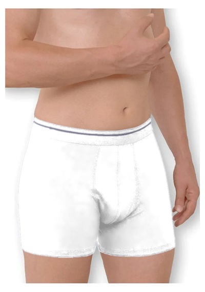 Erkek Boxer % 100 Pamuklu Uzun Long Boxer 2'li Paket M01 Beyaz
