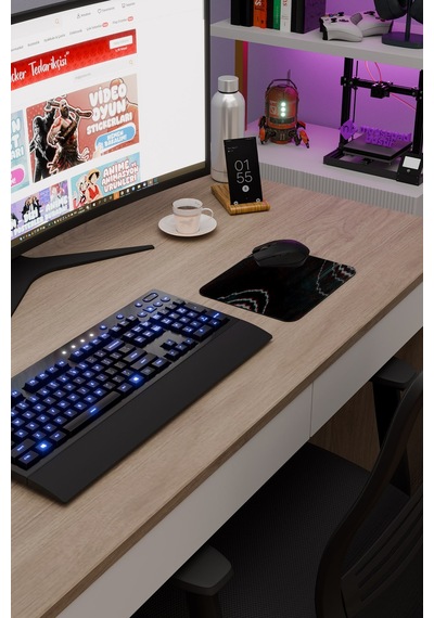 Glitch Kaymaz Dikişli Kauçuk Oyuncu Mousepad V3 - 22x18 Gaming Mouse Pad Fare Altlığı