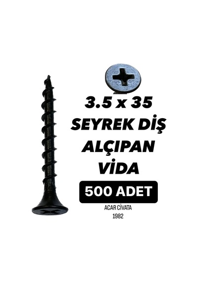 500 ADET 3.5X35 SEYREK DİŞ VİDA ALÇIPAN SIVA VİDASI