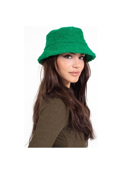 Ladycolor Şapka Kıvırcık Peluş Kumaş Yeşil Yeşil
