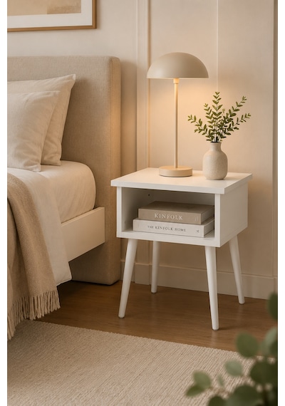 Renazzo %100 Mdf Shark Komodin - Çekmecesiz Beyaz
