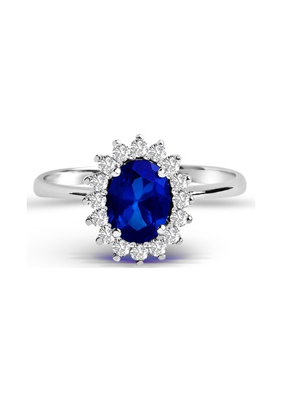 Kuyumcudukkani Safir Renk Klasik Antruaj Yüzük Küpe Kolye Seti-24096-w-blu Beyaz