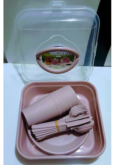 Ahir Ticaret Karizma Piknik Seti 6'Lı 32 Parça Pudra Pembe