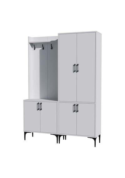 Set 5000-5030 Royal 6 Kapaklı 9 Askılı Portmanto Beyaz