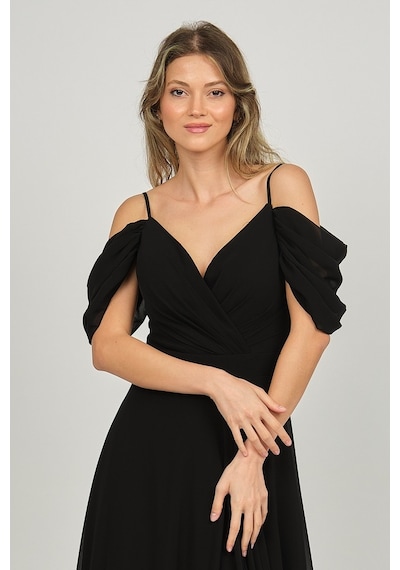 Lilas Xxl Kadın Derin Yırtmaçlı Uzun Abiye Elbise 5481027 Siyah Siyah