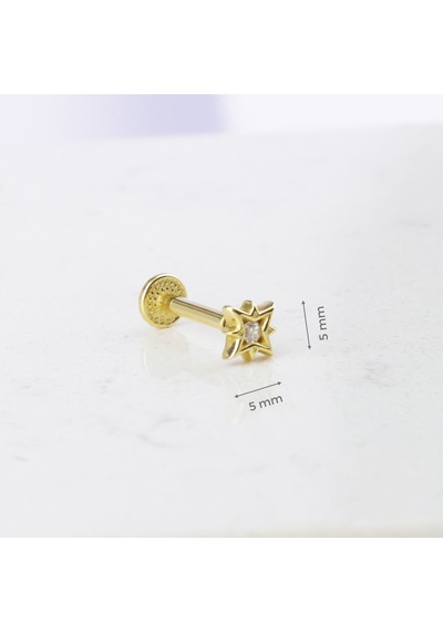 Glorria Altın Yıldız Tragus Piercing Altın