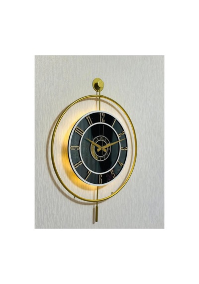 Pey Aksesuar Metal Camlı Duvar Saati 50 X 70 Cm Orta Boy Işıklı Gerçek Cam M51-gold-füme-beyaz-gold M51-gold-füme-beyaz-gold