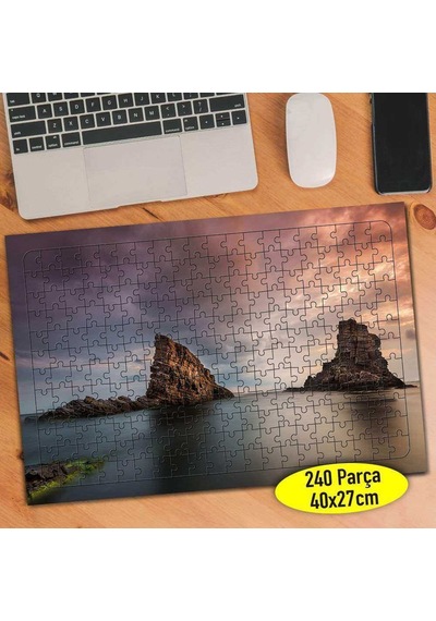 Gün Batımı Deniz Manzarası 240 Parça Puzzle Yapboz Tablo-8475778