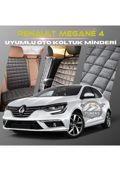 Renault Megane 4 Antrasit Tay Tüyü Cepli & Terletmez Sırtlı Oto Koltuk Minder Seti - Koruma Kılıfı  Ön & Arka Set
