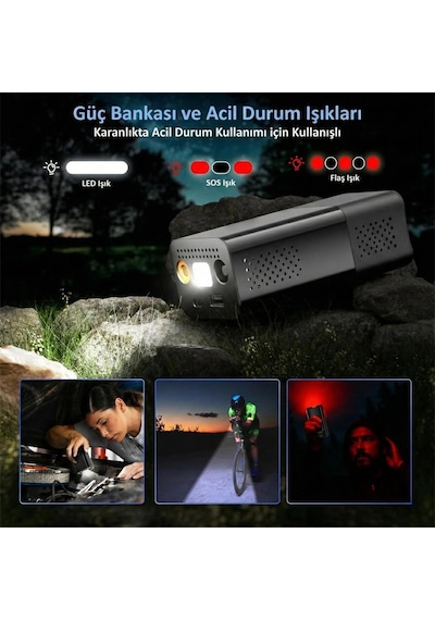 Kobb Kb412 Li-ion Şarjlı 150 Psı Dijital Göstergeli Akıllı Lastik Şişirme Pompası+ Powerbank + Sos +