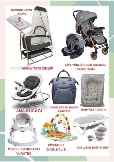 Turhanbebe Bebeğinizin Tüm İhtiyaçları Lüx Bebek Çeyiz Seti Plus Aktifbabynest - Gri