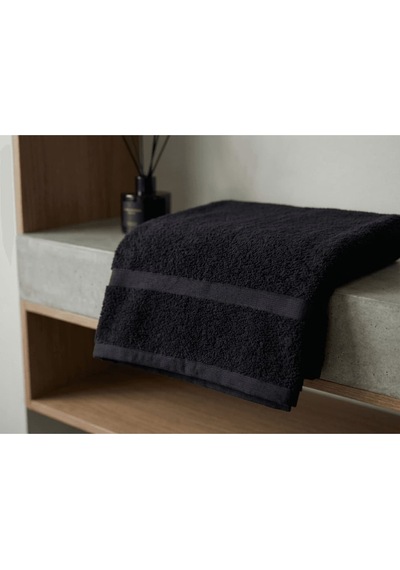 %100 Pamuk 4'lü Premium Siyah El Yüz Banyo Havlu Seti 45x90 Diğer