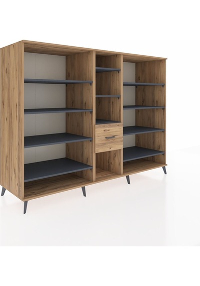Kronos Dolap 11 Raflı 3 Çekmeceli 220x59x163 Çam-antrasit/çam Çam-antrasit/çam Kronos Dolap 11 Raflı 3 Çekmeceli 220x59x163 Çam-antrasit/çam Çam-antrasit/çam