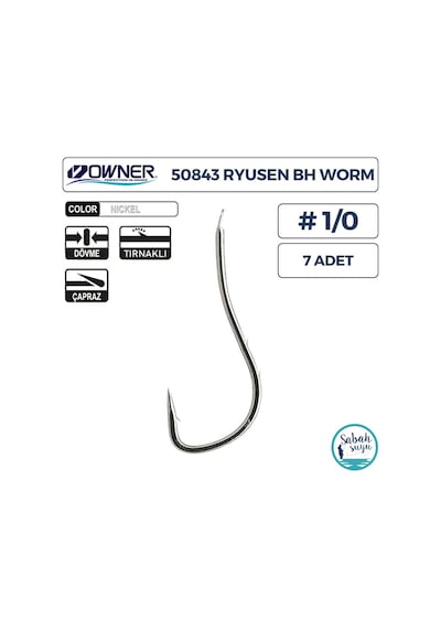 Owner 50843 Ryusen Bh Worm Tırnaklı İğne 1/0 7 Adet Beyaz