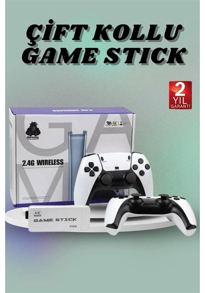 Çift Oyun Kollu 4k Hd Ekran Nostaljik 20.000 Oyunlu Beyaz Game Stick Najmaddin