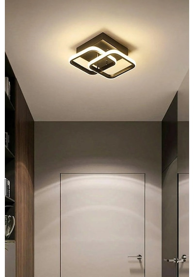 Kira Modern Tasarım Siyah Renk Salon - Mutfak - Hol Beyaz Led... Siyah