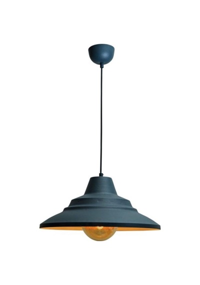 Rsylight Retro Metal Dekoratif Rustik Antrasit İçi Gold Tekli Sarkıt Avize Çap 45 Cm Beyaz